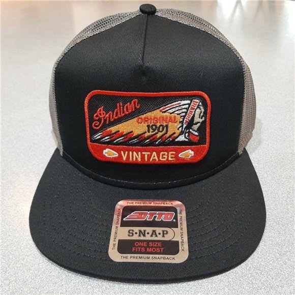 Indian Motorcycles Retro Styl Flat Brim Cap Embroidered Patch Black Trucker Hat main image 4
